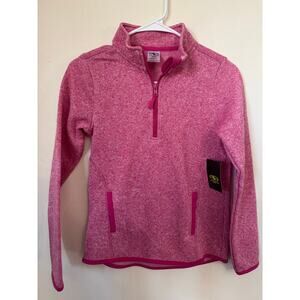 NWT Athletic Works Girls L 10-12 Pink Sweater Fleece 1/4 Zip Pullover